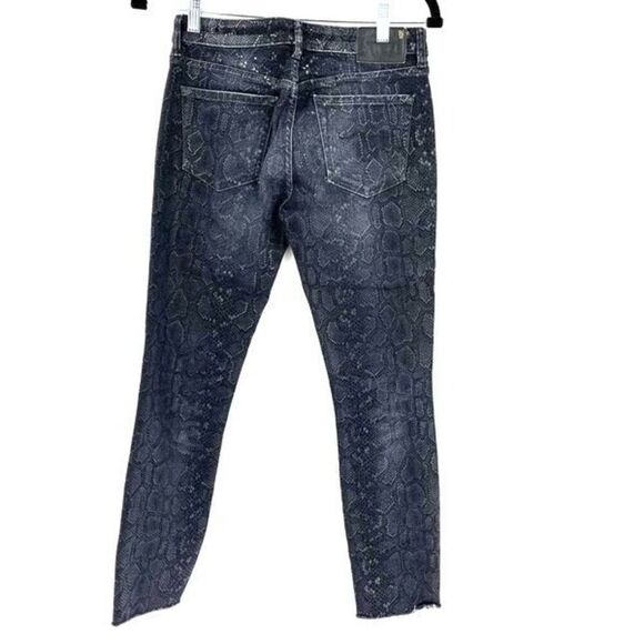 R13 Alison Skinny Python‎ Print Distressed Skinny Leg Jeans Charcoal Size 25 - Picture 3 of 12